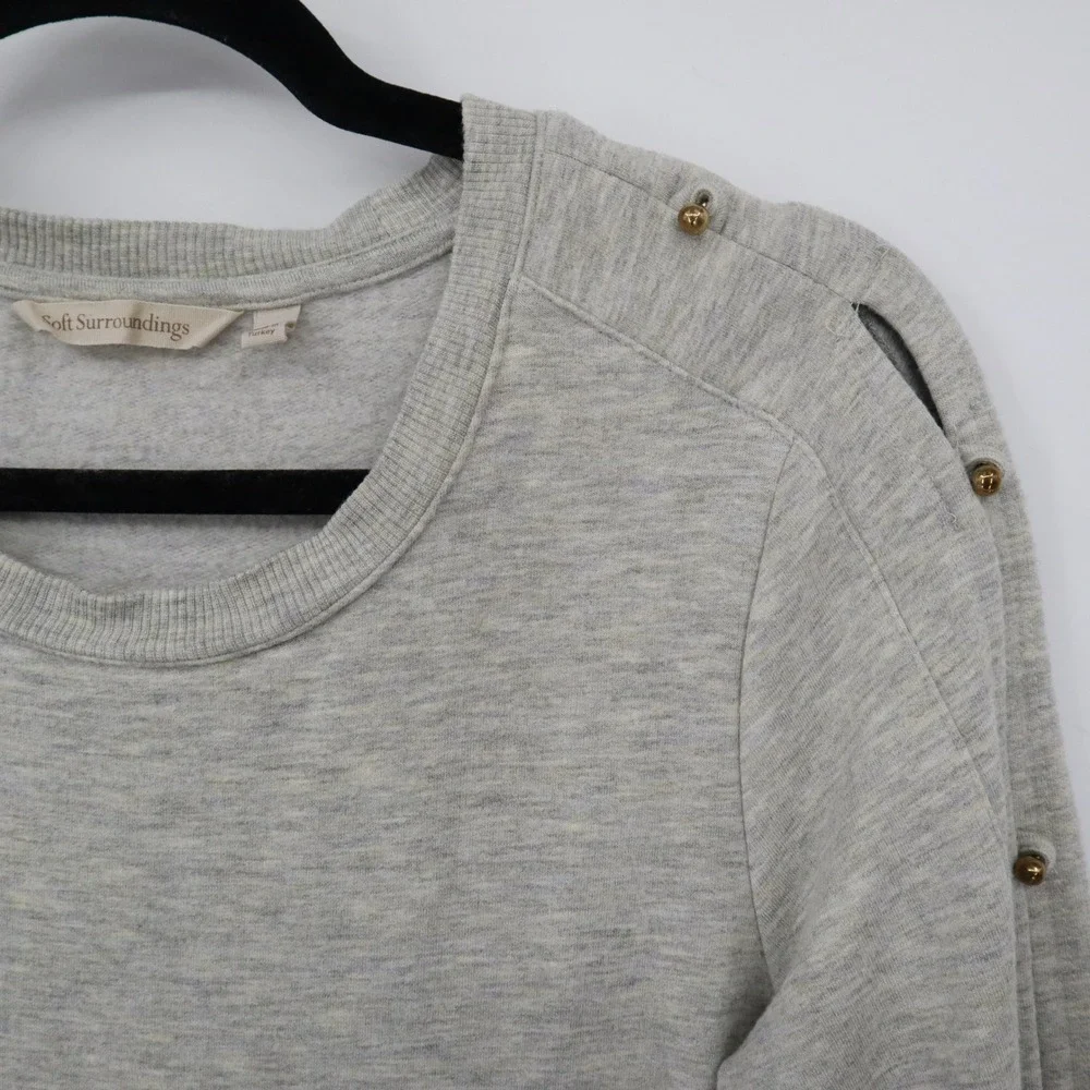 Soft Surroundings‎ Sweater Womens XS Gray Oversized Slouchy Boho Comfy Weekend